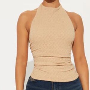 Elegant Beige Halter Neck Top